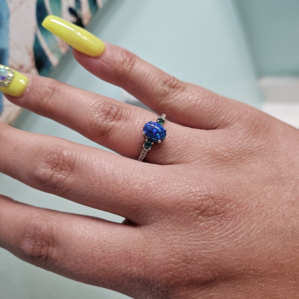 Elegant Blue Gemstone Silver Ring
